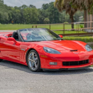 red corvette with a gloss as a result of car exterior detailing