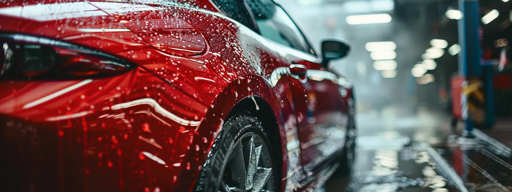 a shiny car surface being meticulously coated with a glossy ceramic finish for maximum protection. a shiny car surface being meticulously coated with a glossy ceramic finish for maximum protection.