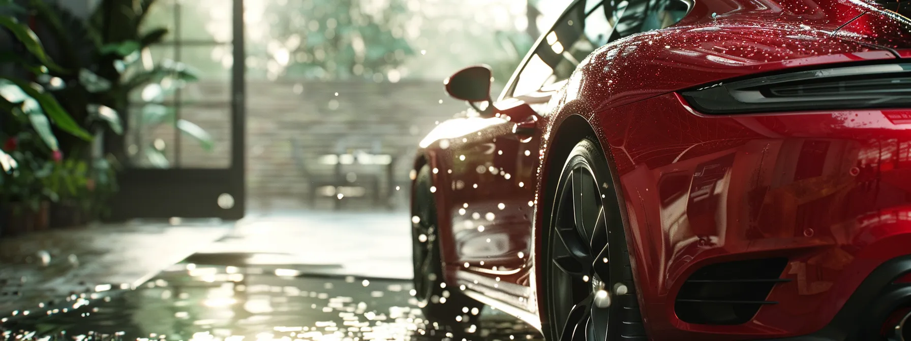 a sleek, glossy car coated in a protective layer of ceramic, repelling water and contaminants effortlessly. a sleek, glossy car coated in a protective layer of ceramic, repelling water and contaminants effortlessly.