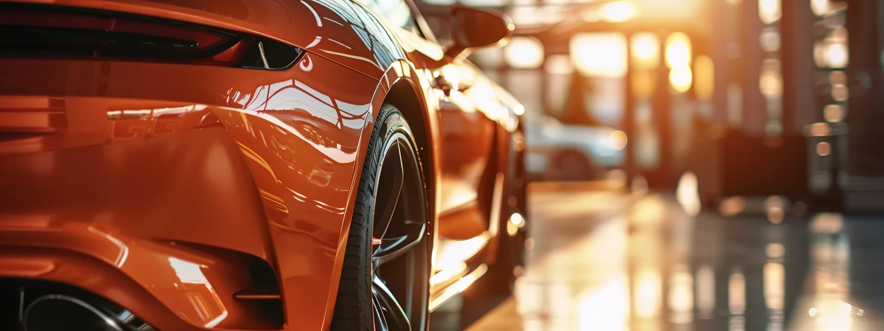 a sleek, glossy sports car gleaming under the sunlight, showcasing the durable protection and brilliant shine of a ceramic coating.