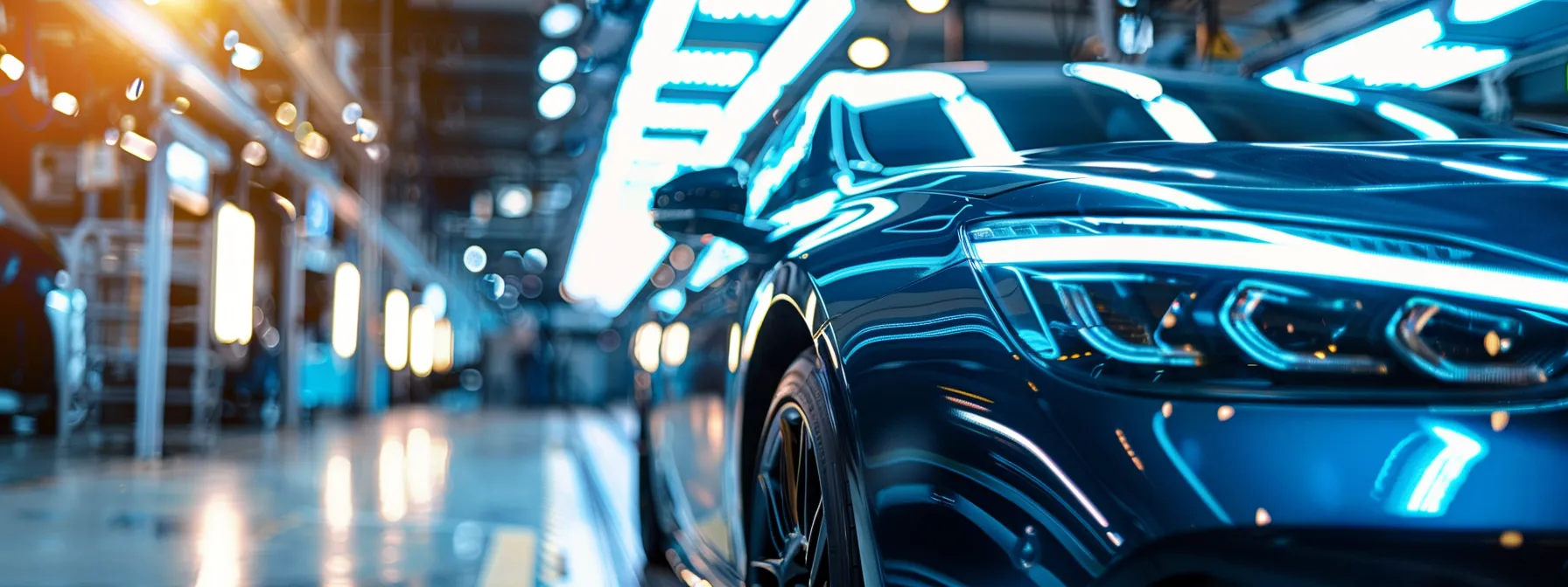 a gleaming, showroom-worthy car being meticulously polished and waxed under bright studio lights.