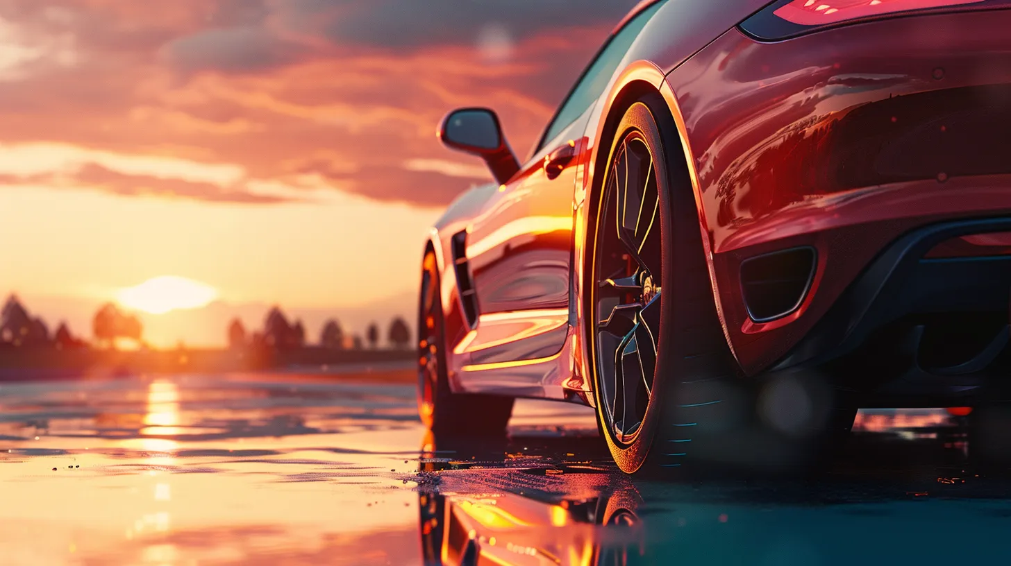 a pristine, gleaming car parked under soft, natural light, showcasing its immaculate detailing and reflecting the vibrant colors of the surrounding landscape, emphasizing the value of professional car care.