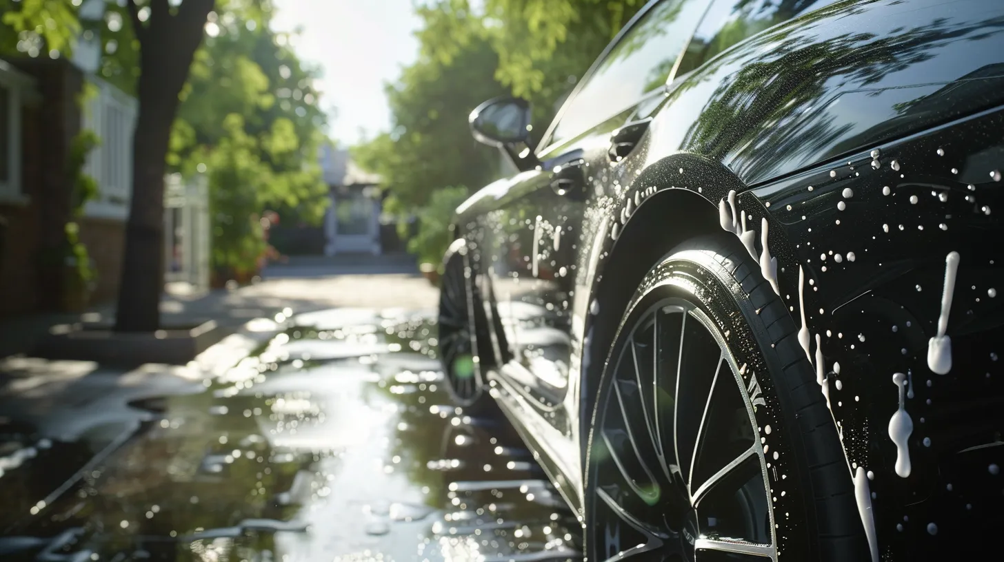 a serene automotive scene captures a sparkling clean car being detailed outdoors, sunlight glinting off the freshly polished surface, emphasizing the meticulous care and value of mobile detailing services in contrast to traditional methods. a serene automotive scene captures a sparkling clean car being detailed outdoors, sunlight glinting off the freshly polished surface, emphasizing the meticulous care and value of mobile detailing services in contrast to traditional methods.
