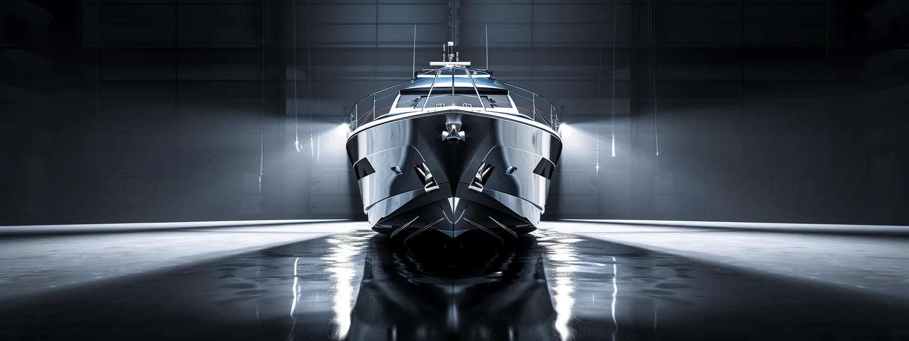 a sleek, modern boat gleams under bright studio lights, showcasing pristine detailing and advanced technical features against a minimalist urban backdrop that emphasizes both sophistication and functionality. More Than Just Looks Significant Detailing Benefits