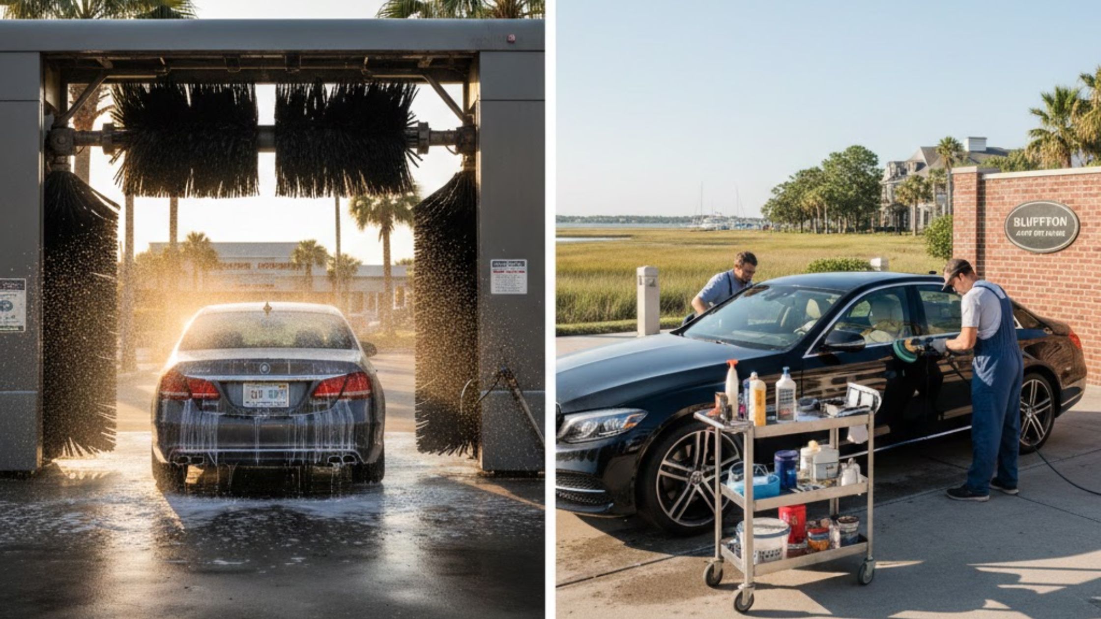 What is the difference between a car wash and car detailing in Bluffton, SC